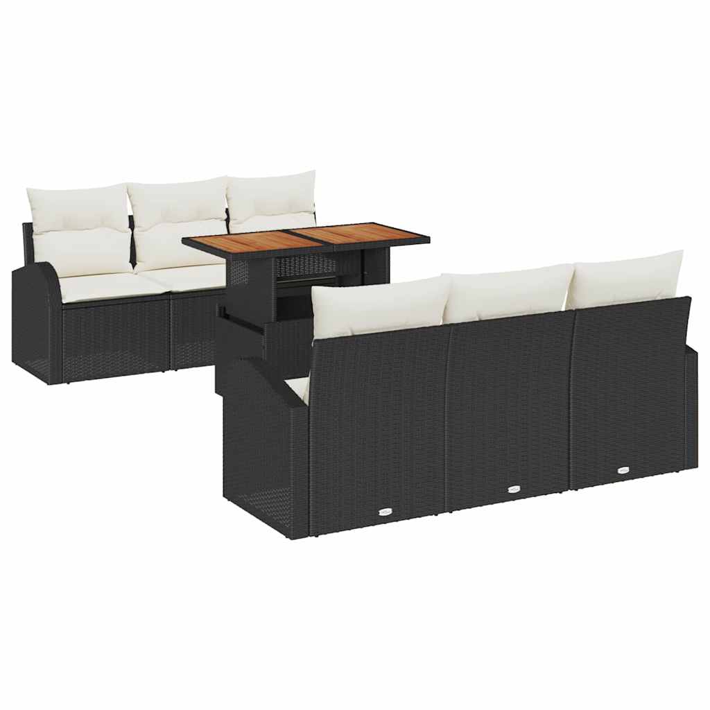 Ensemble de canapé de jardin 7 pcs Noir Poly rotin - XIOS