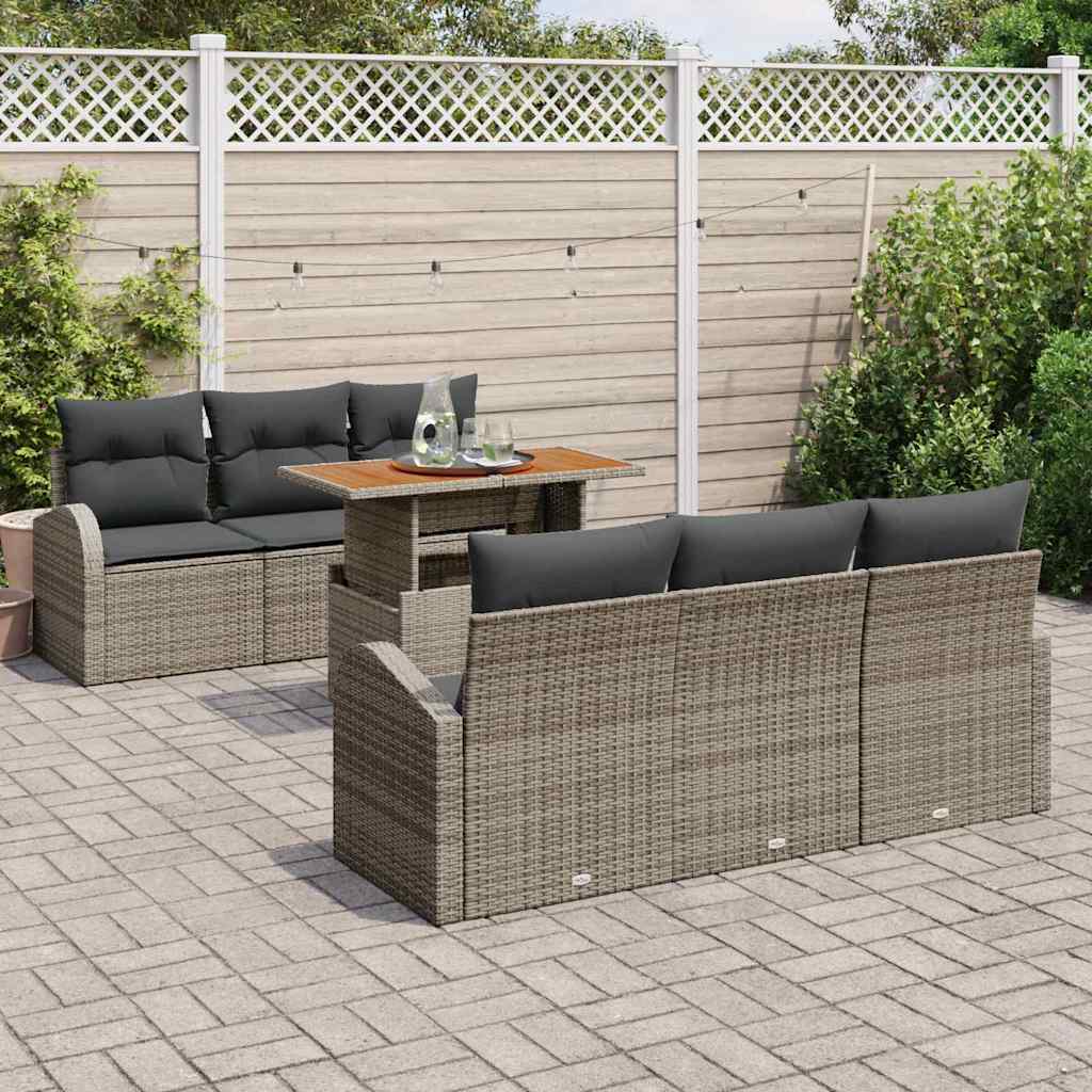 Ensemble de canapé de jardin 7 pcs Gris Poly rotin - XIOS