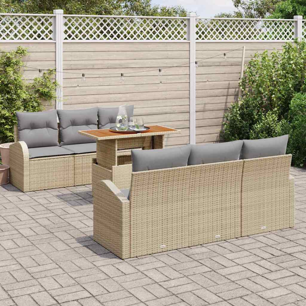 Ensemble de canapé de jardin 7 pcs Beige Poly rotin - XIOS