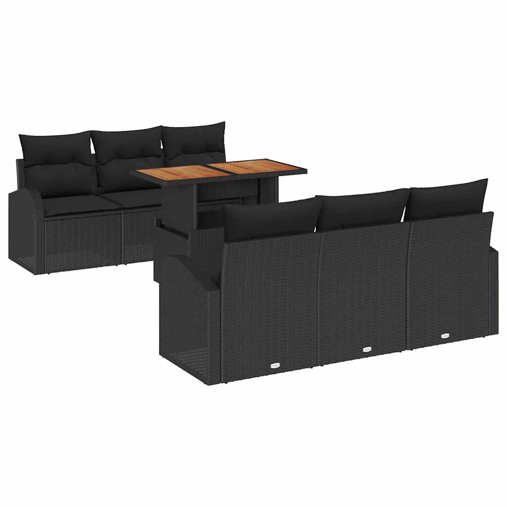 Ensemble de canapé de jardin 7 pcs Noir Poly rotin - XIOS