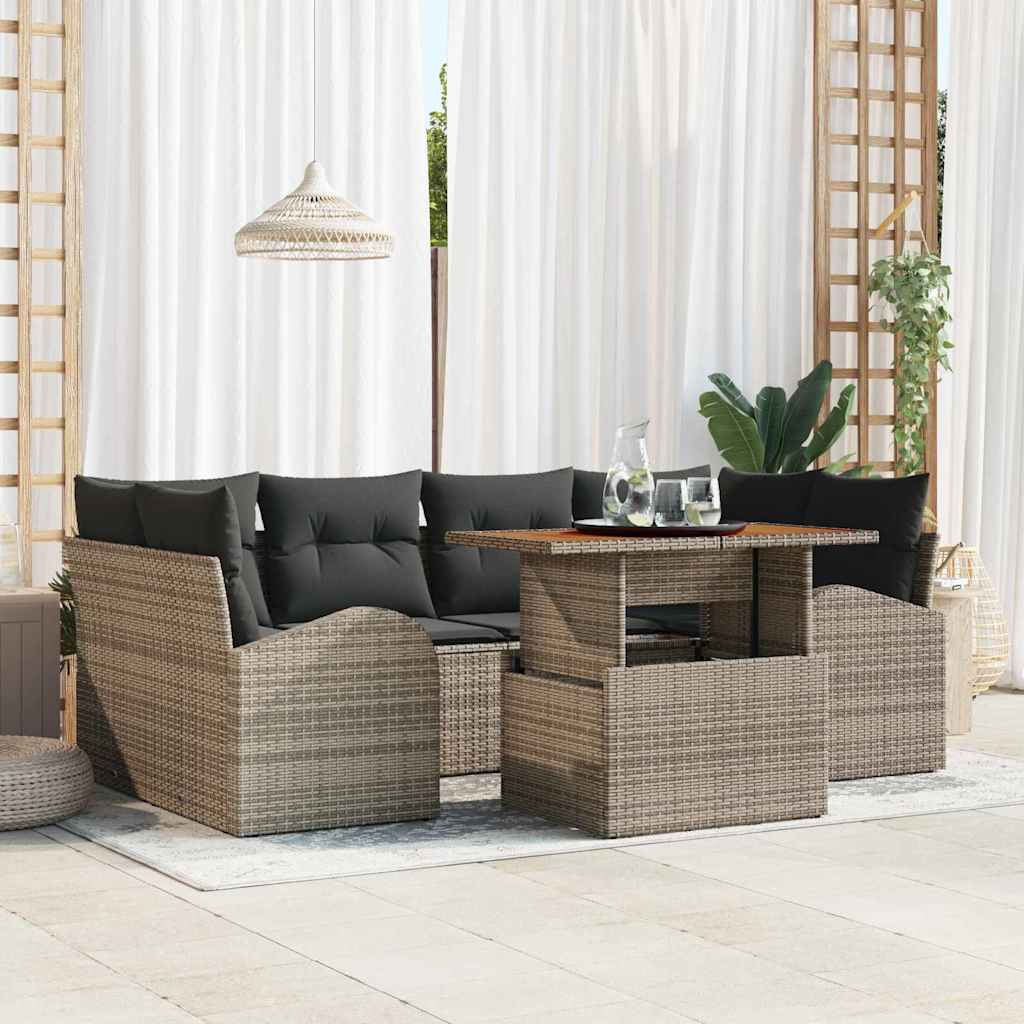 Ensemble de canapé de jardin 7 pcs Gris Poly rotin - XIOS