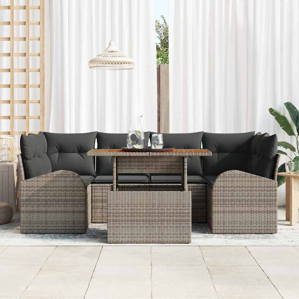Ensemble de canapé de jardin 7 pcs Gris Poly rotin - XIOS