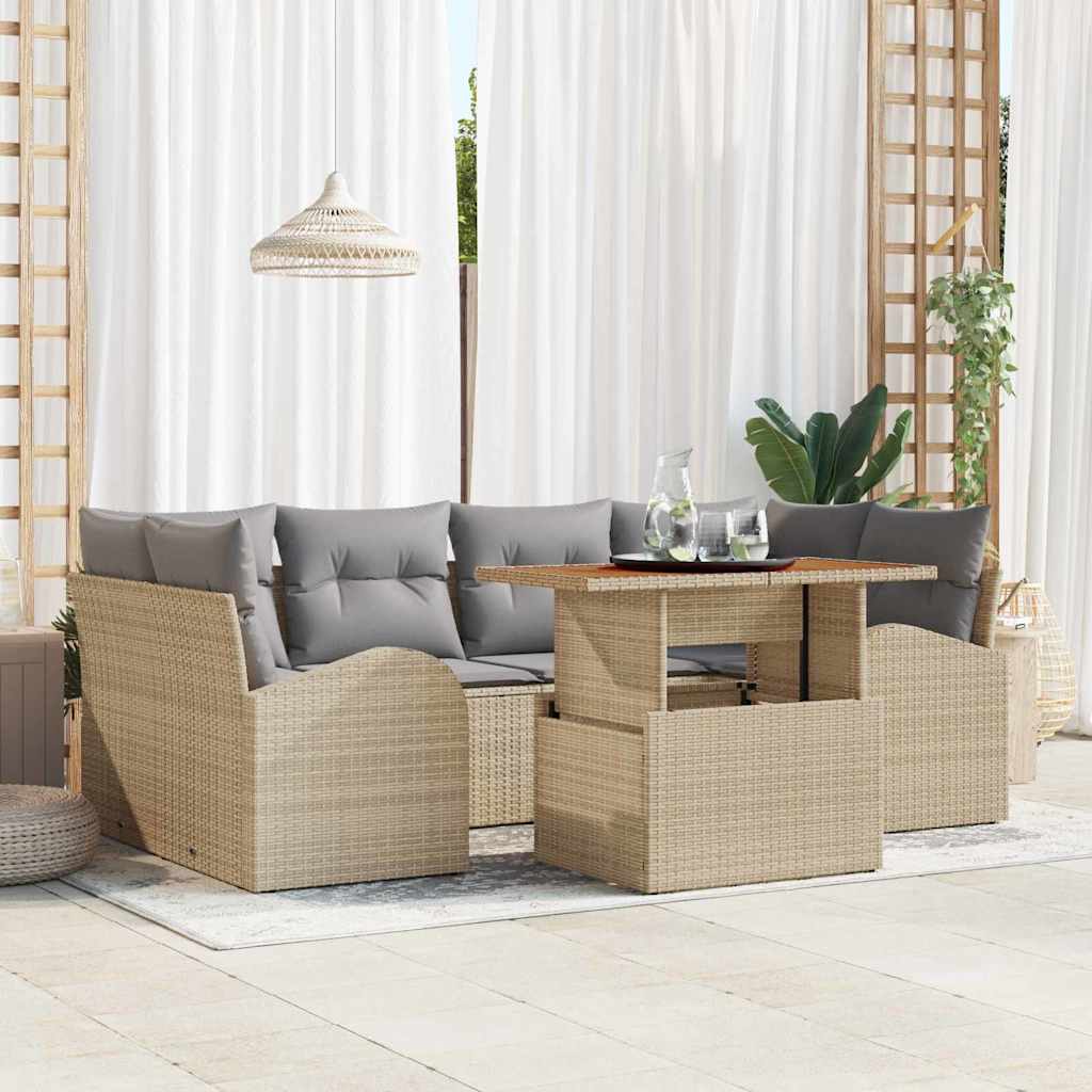 Ensemble de canapé de jardin 7 pcs Beige Poly rotin - XIOS