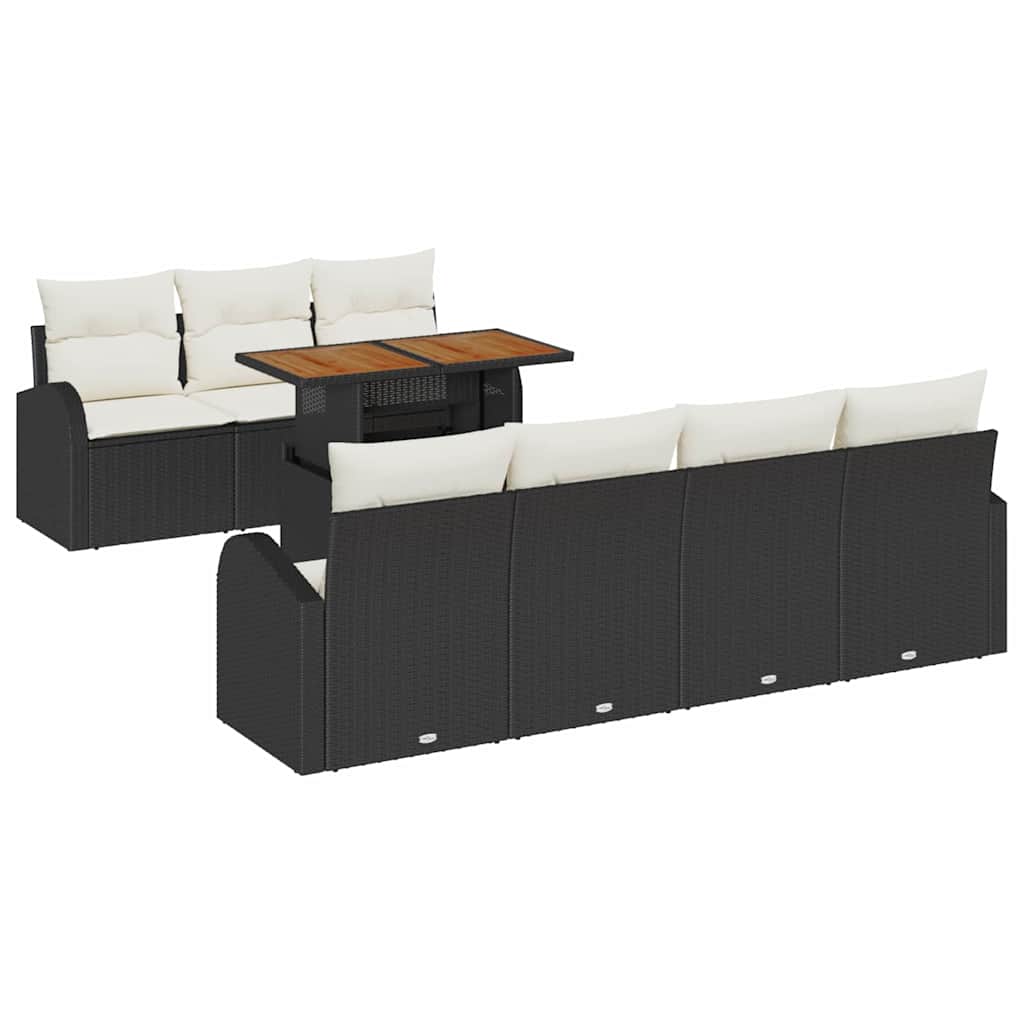 Ensemble de canapé de jardin 8 pcs Noir Poly rotin - XIOS