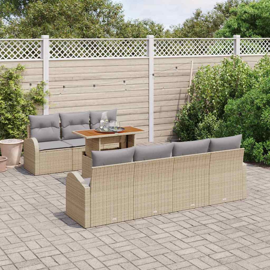 Ensemble de canapé de jardin 8 pcs Beige Poly rotin - XIOS