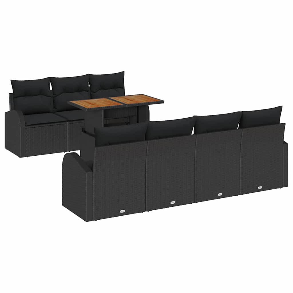 Ensemble de canapé de jardin 8 pcs Noir Poly rotin - XIOS