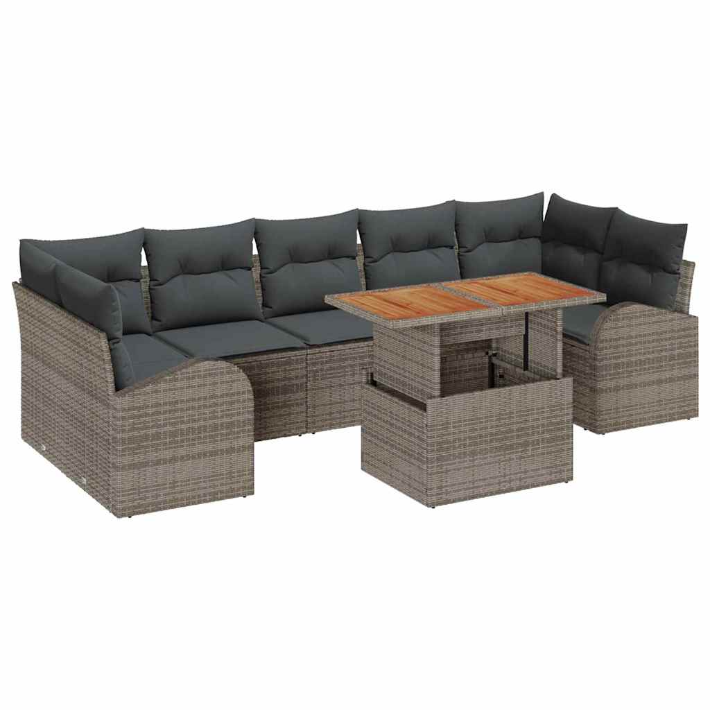 Ensemble de canapé de jardin 8 pcs Gris Poly rotin - XIOS