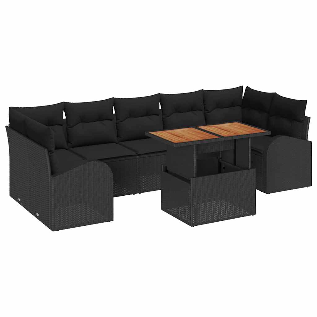 Ensemble de canapé de jardin 8 pcs Noir Poly rotin - XIOS