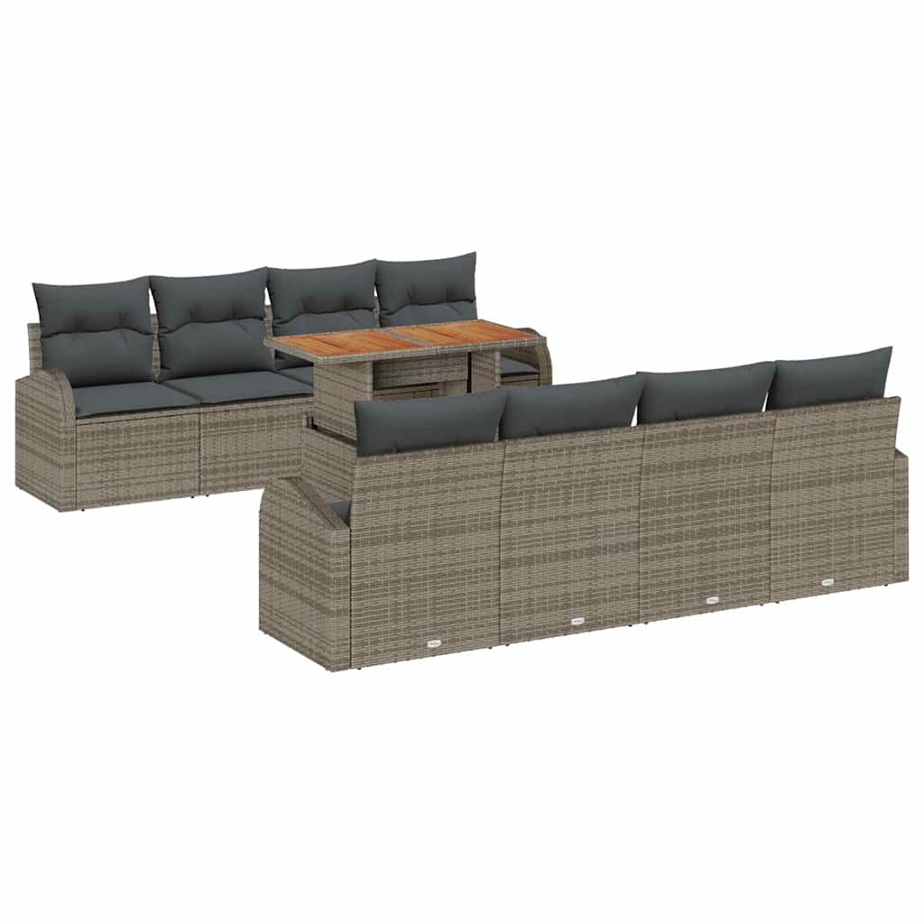 Ensemble de canapé de jardin 9 pcs Gris Poly rotin - XIOS