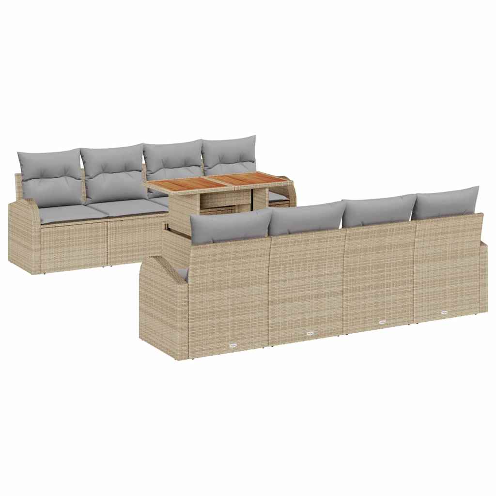 Ensemble de canapé de jardin 9 pcs Beige Poly rotin - XIOS