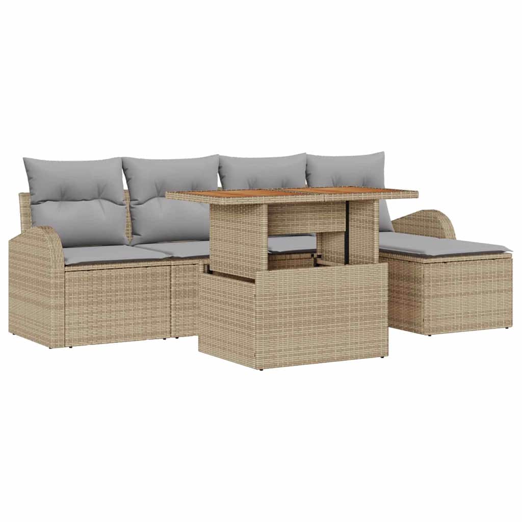 Ensemble de canapé de jardin 6 pcs Beige Poly rotin - XIOS