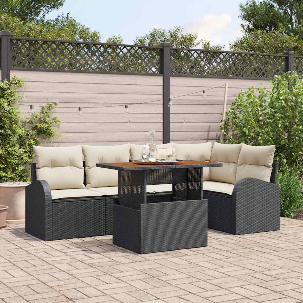 Ensemble de canapé de jardin 6 pcs Noir Poly rotin - XIOS