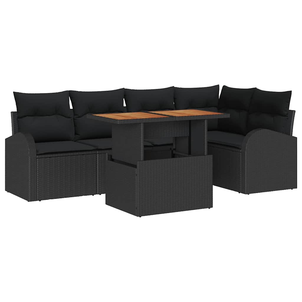 Ensemble de canapé de jardin 6 pcs Noir Poly rotin - XIOS