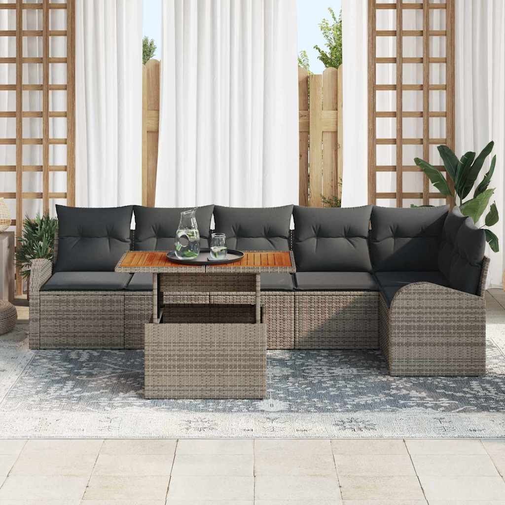 Ensemble de canapé de jardin 7 pc Gris Poly rotin