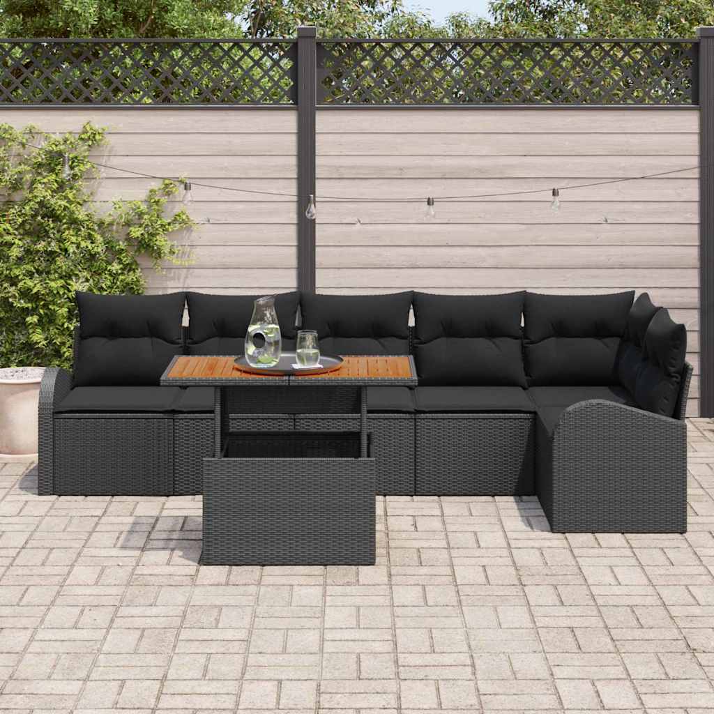 Ensemble de canapé de jardin 7 pcs Noir Poly rotin - XIOS
