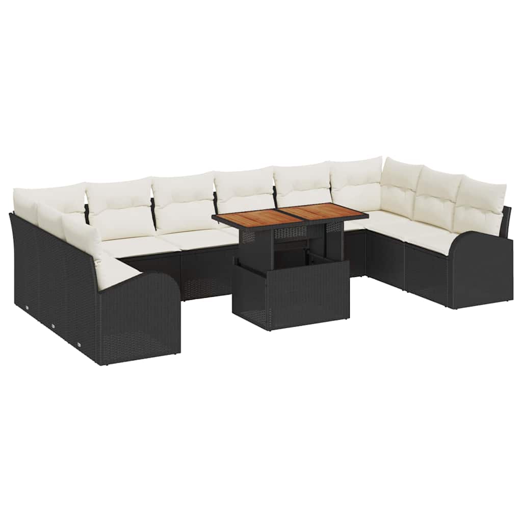 Ensemble de canapé de jardin 11 pcs Noir Poly rotin - XIOS