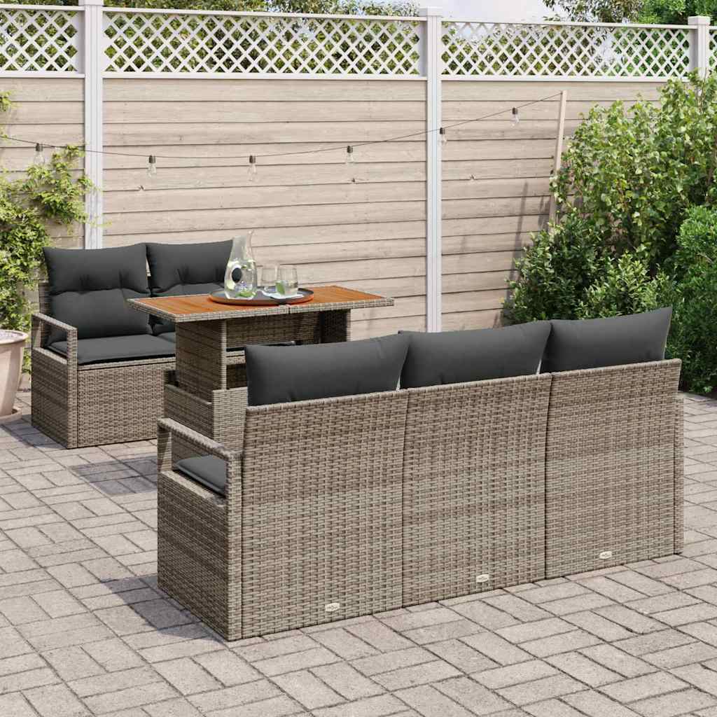 Ensemble de canapé de jardin 6 pcs Gris Poly rotin - XIOS