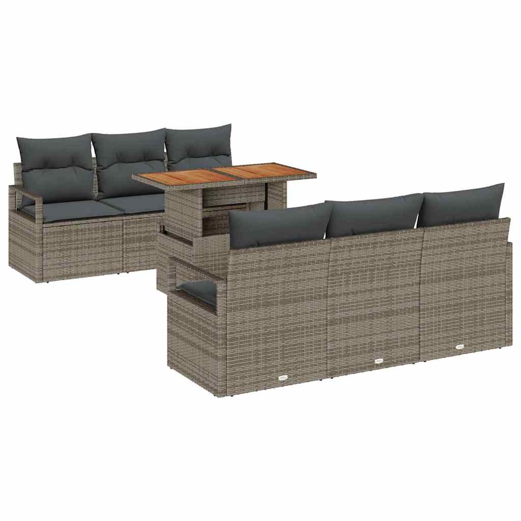 Ensemble de canapé de jardin 7 pcs Gris Poly rotin - XIOS