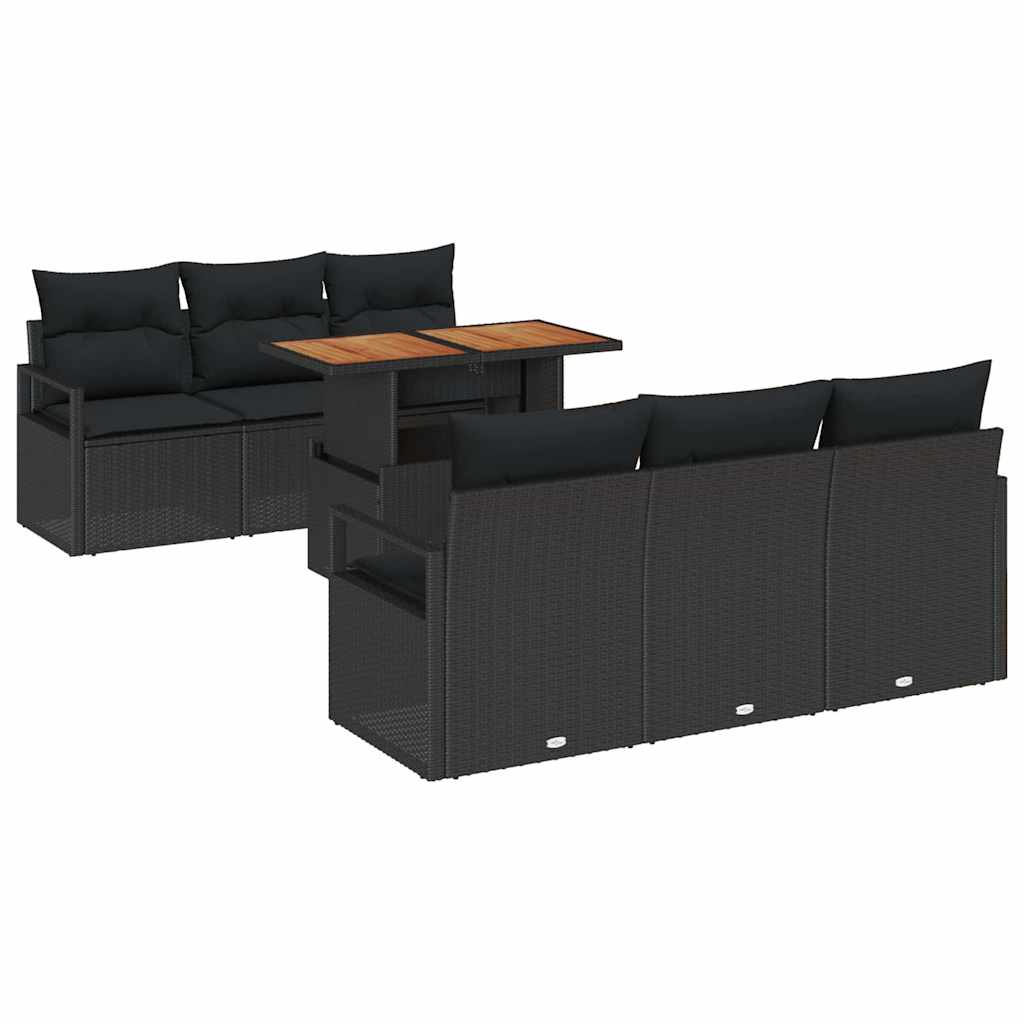 Ensemble de canapé de jardin 7 pcs Noir Poly rotin - XIOS