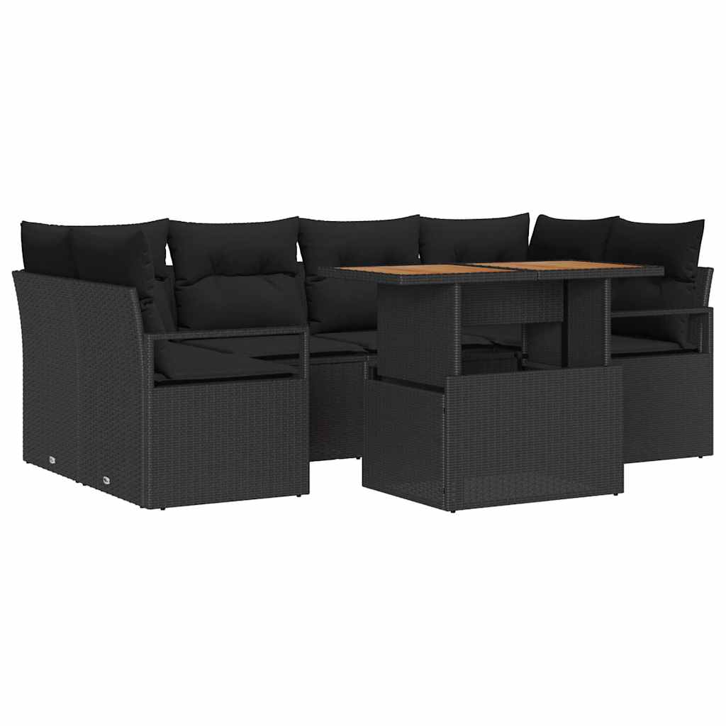 Ensemble de canapé de jardin 7 pcs Noir Poly rotin - XIOS