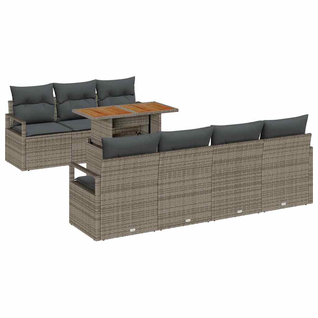 Ensemble de canapé de jardin 8 pcs Gris Poly rotin - XIOS