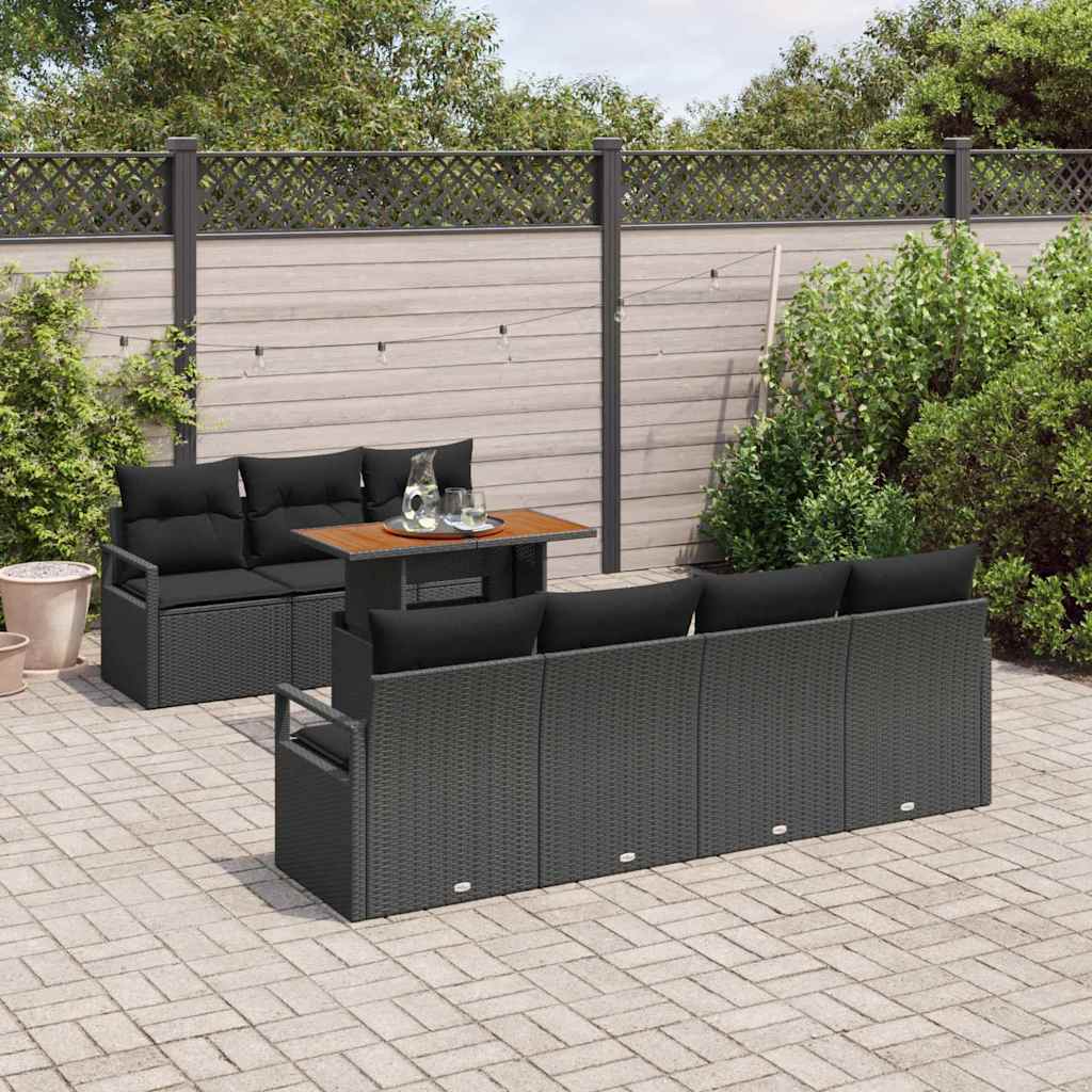 Ensemble de canapé de jardin 8 pcs Noir Poly rotin - XIOS