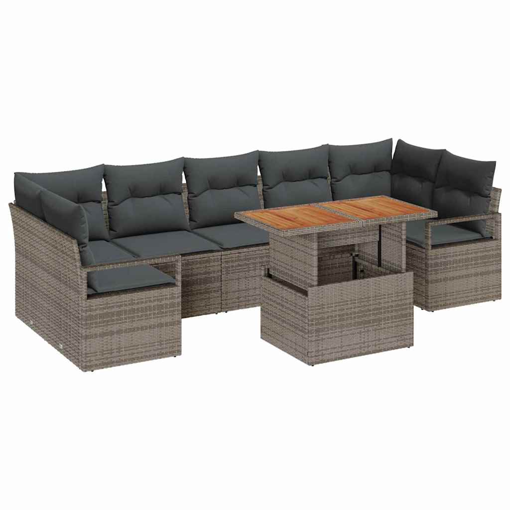 Ensemble de canapé de jardin 8 pcs Gris Poly rotin - XIOS