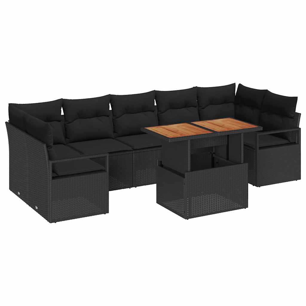 Ensemble de canapé de jardin 8 pcs Noir Poly rotin - XIOS