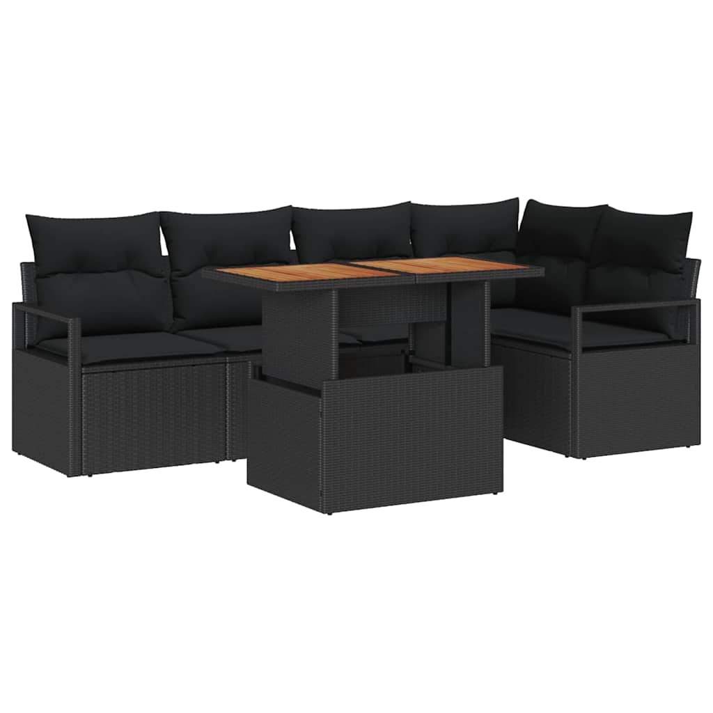Ensemble de canapé de jardin 6 pcs Noir Poly rotin - XIOS