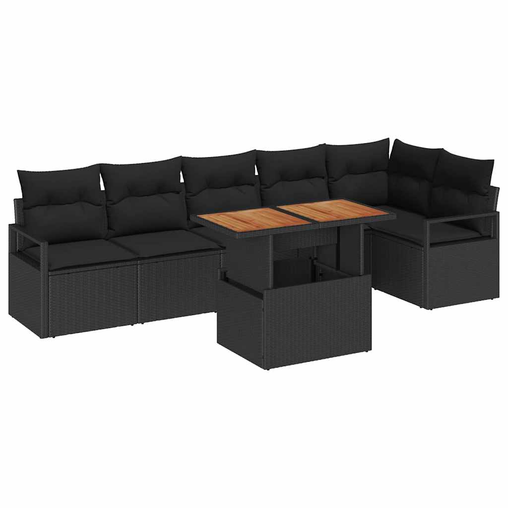 Ensemble de canapé de jardin 7 pcs Noir Poly rotin - XIOS