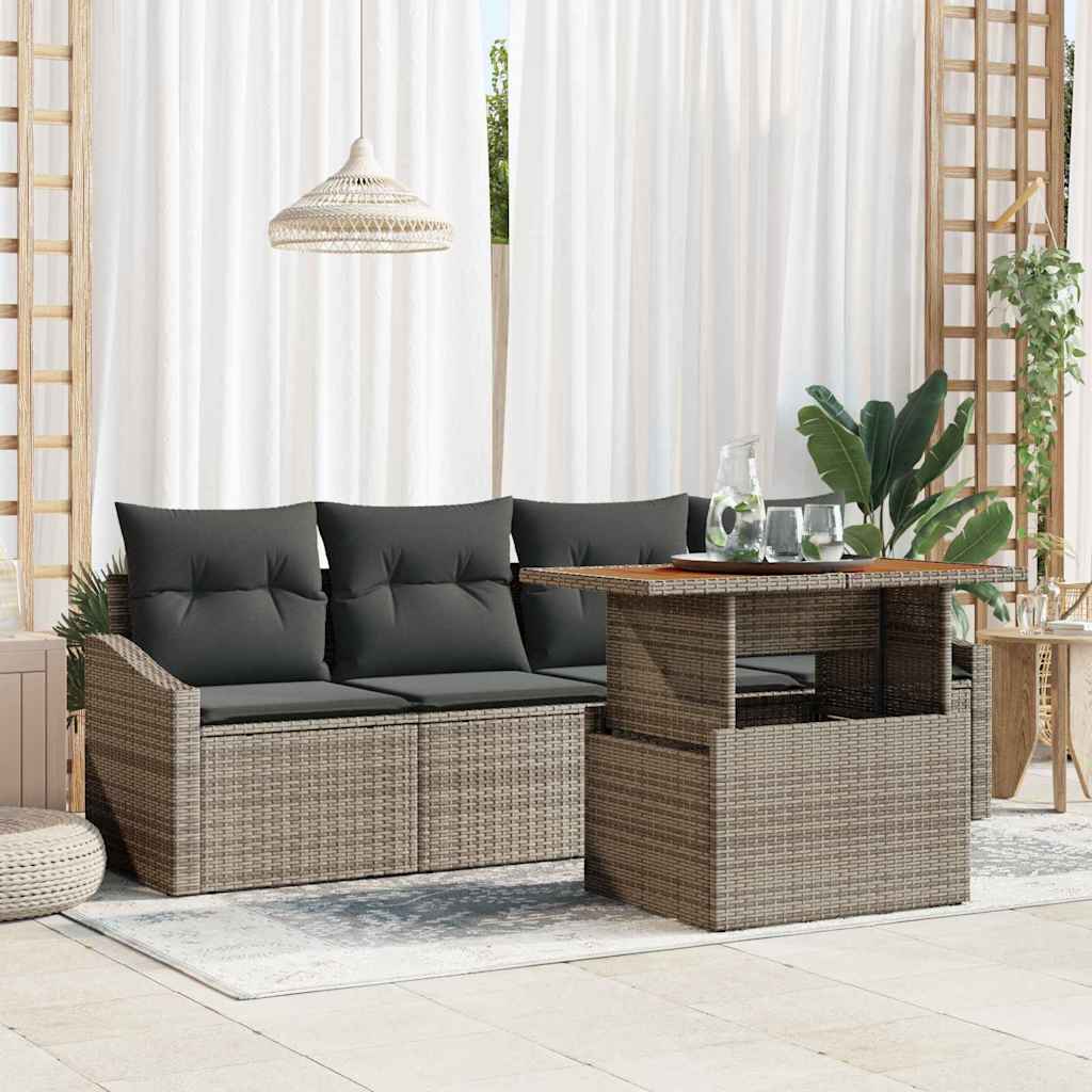 Ensemble de canapé de jardin 5 pcs Gris Poly rotin - XIOS
