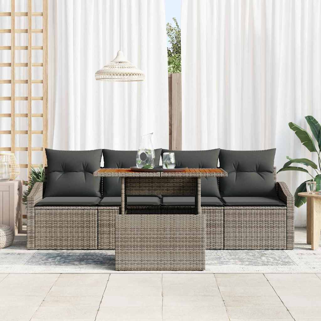 Ensemble de canapé de jardin 5 pcs Gris Poly rotin - XIOS