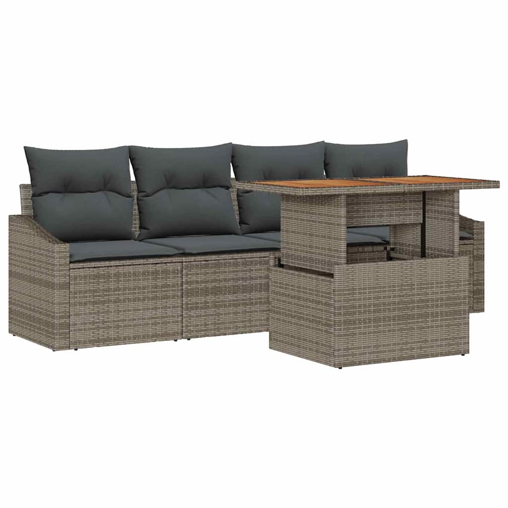 Ensemble de canapé de jardin 5 pcs Gris Poly rotin - XIOS