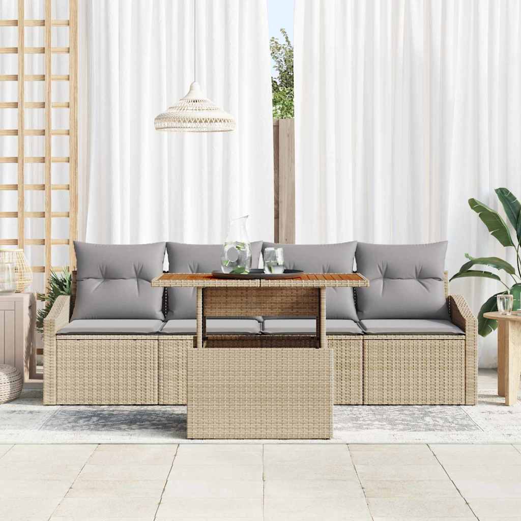 Ensemble de canapé de jardin 5 pcs Beige Poly rotin - XIOS