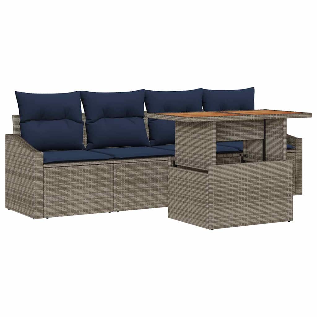 Ensemble de canapé de jardin 5 pcs Gris Poly rotin - XIOS