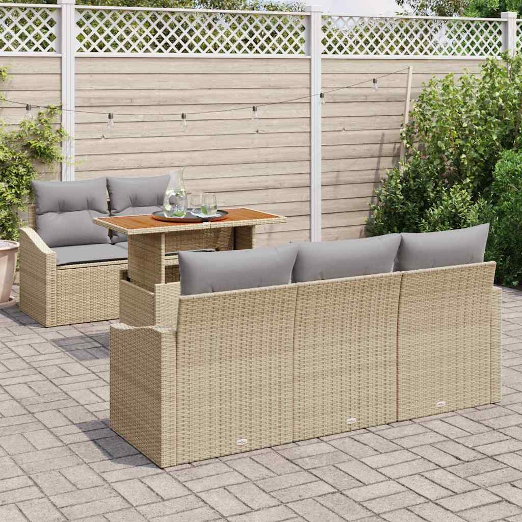Ensemble de canapé de jardin 6 pcs Beige Poly rotin - XIOS