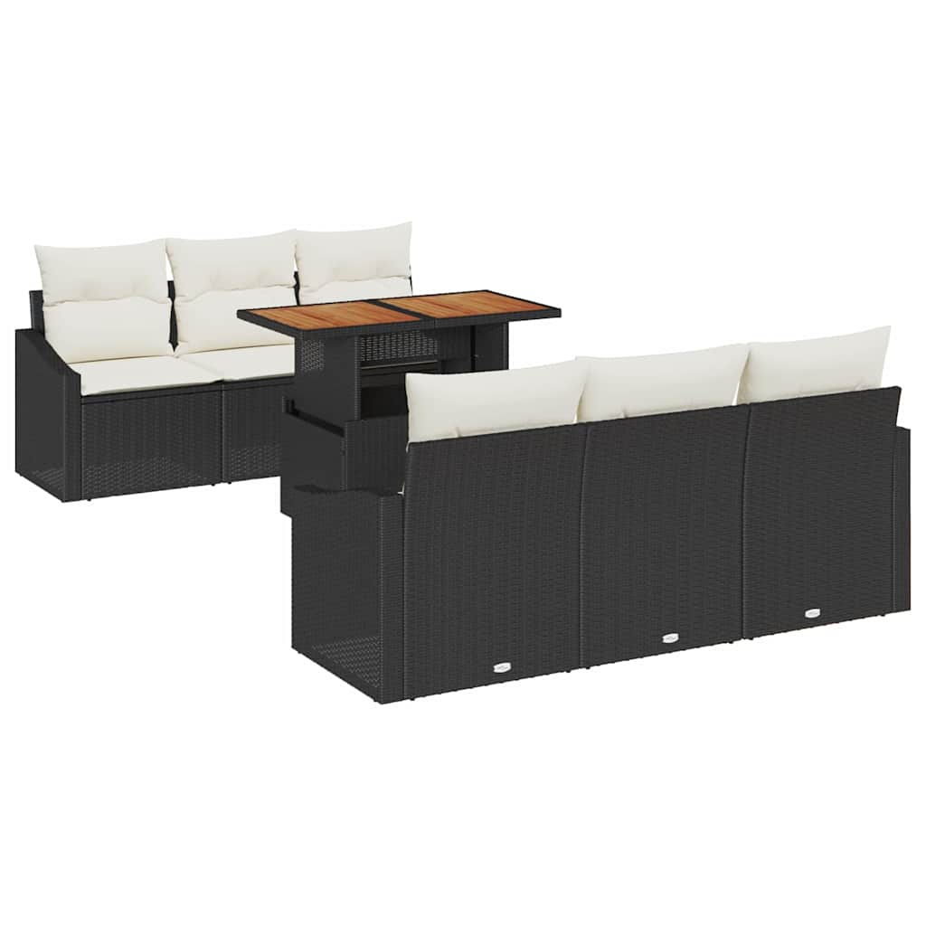 Ensemble de canapé de jardin 7 pcs Noir Poly rotin - XIOS