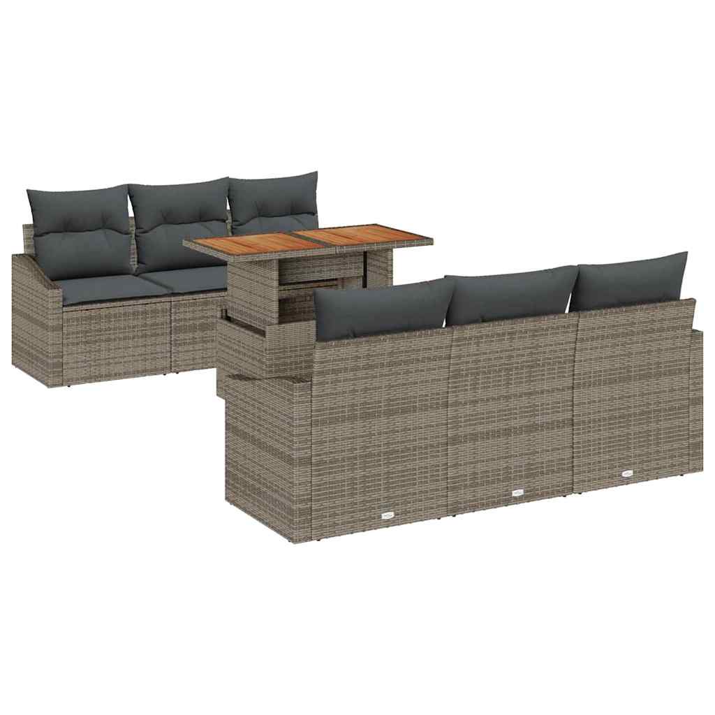 Ensemble de canapé de jardin 7 pcs Gris Poly rotin - XIOS