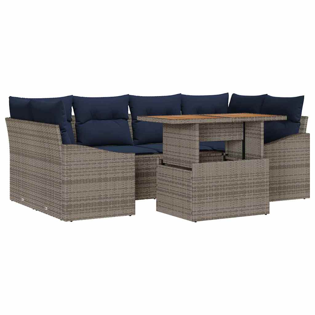 Ensemble de canapé de jardin 7 pcs Gris Poly rotin - XIOS