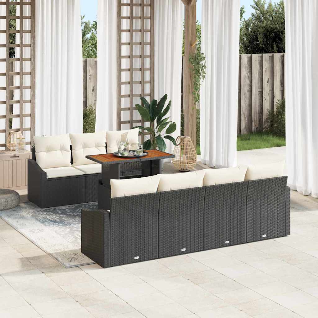 Ensemble de canapé de jardin 8 pcs Noir Poly rotin - XIOS