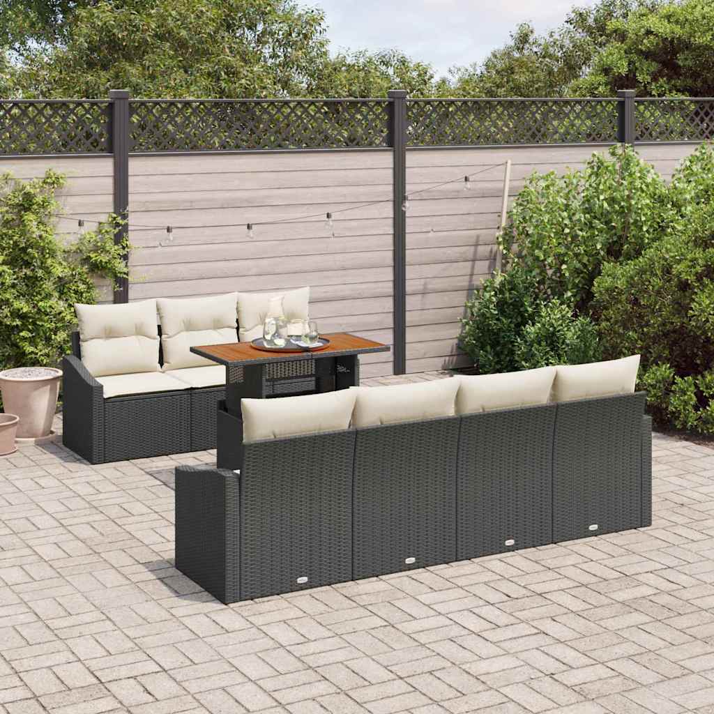 Ensemble de canapé de jardin 8 pcs Noir Poly rotin - XIOS