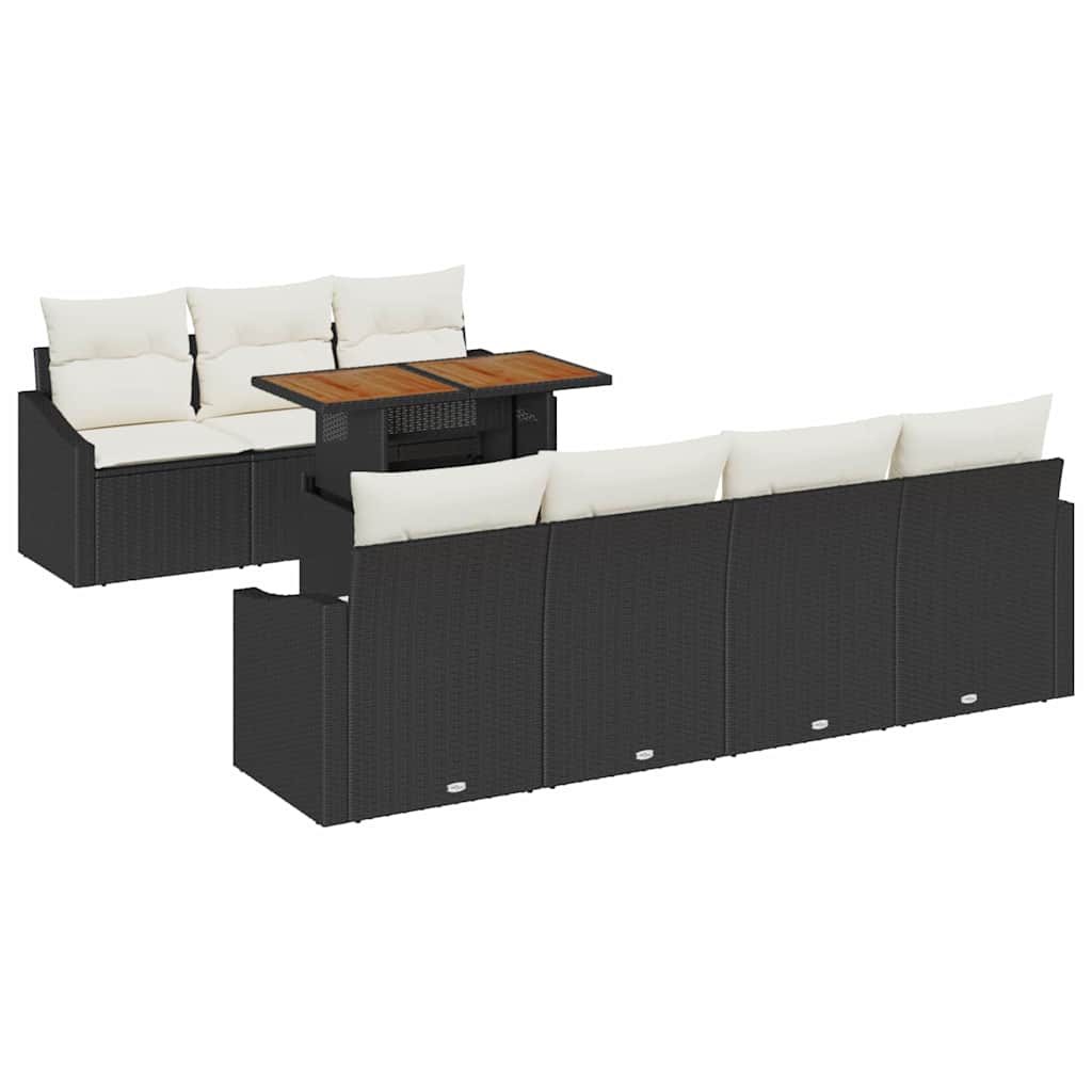Ensemble de canapé de jardin 8 pcs Noir Poly rotin - XIOS