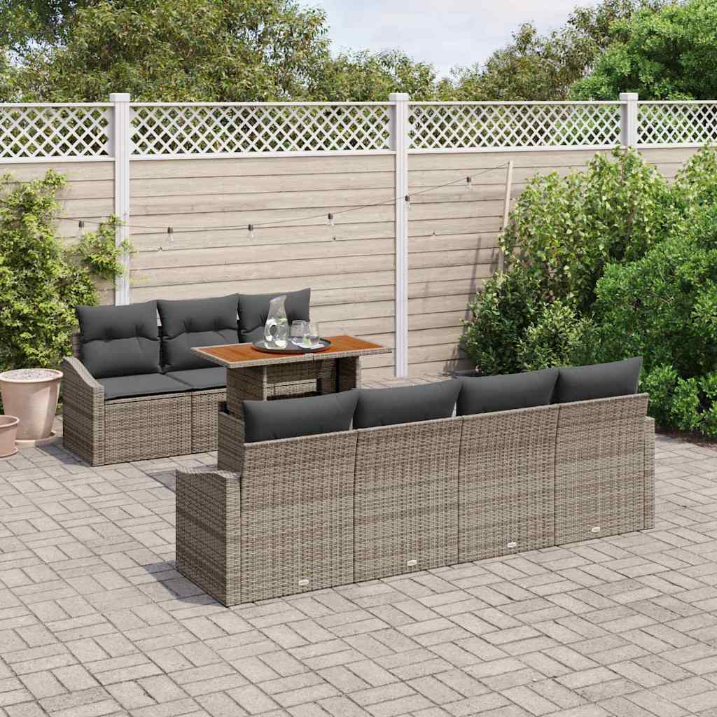 Ensemble de canapé de jardin 8 pcs Gris Poly rotin - XIOS