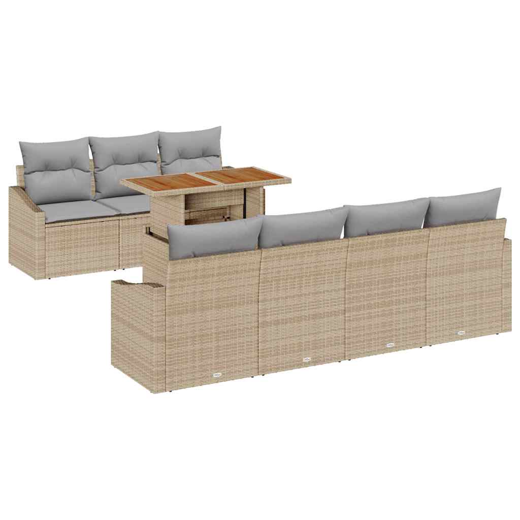 Ensemble de canapé de jardin 8 pcs Beige Poly rotin - XIOS