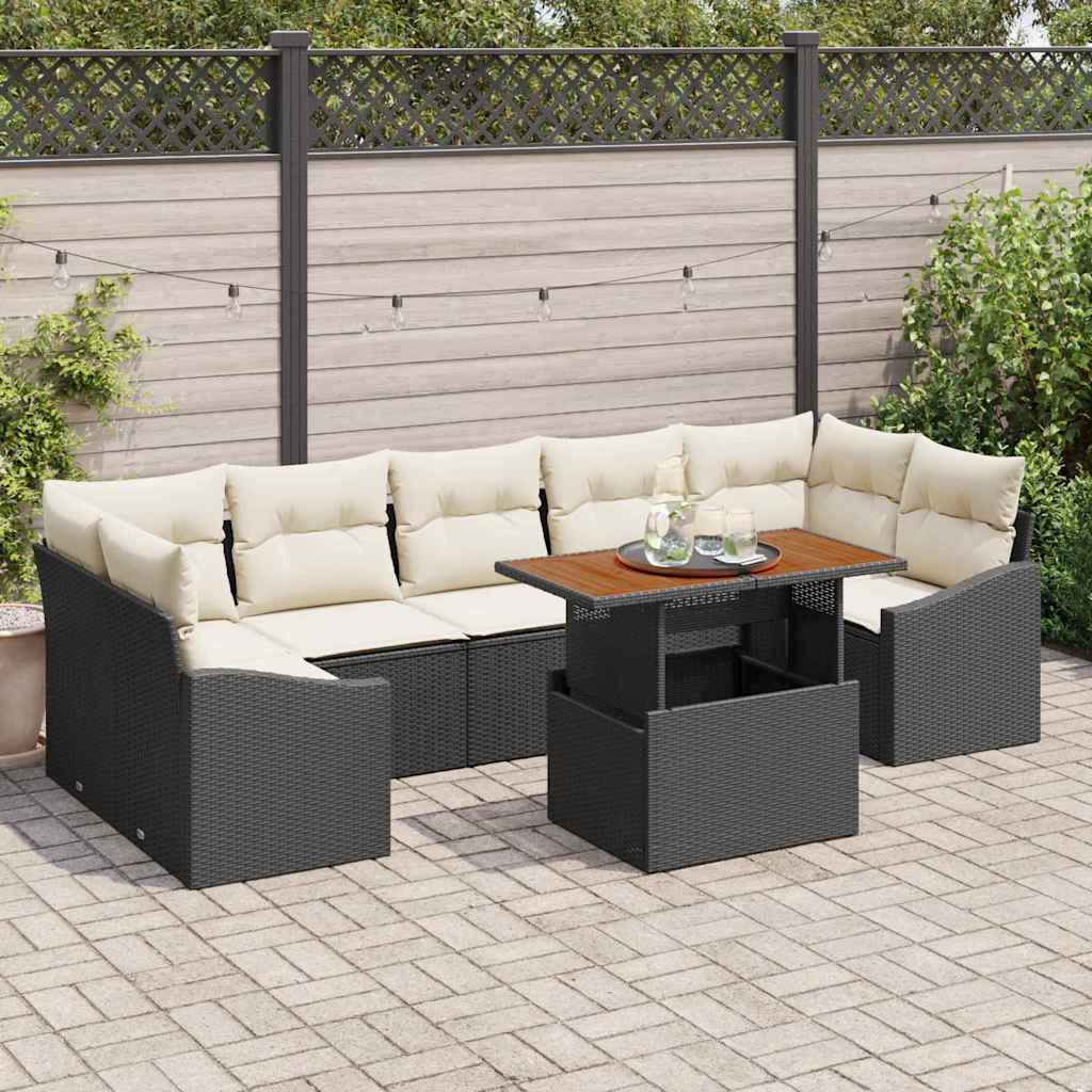 Ensemble de canapé de jardin avec coussin 8 pcs Noir et Beige - XIOS