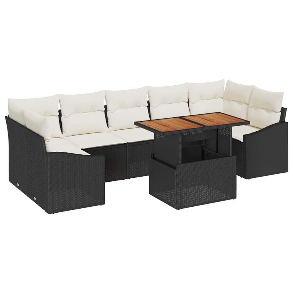 Ensemble de canapé de jardin avec coussin 8 pcs Noir et Beige - XIOS