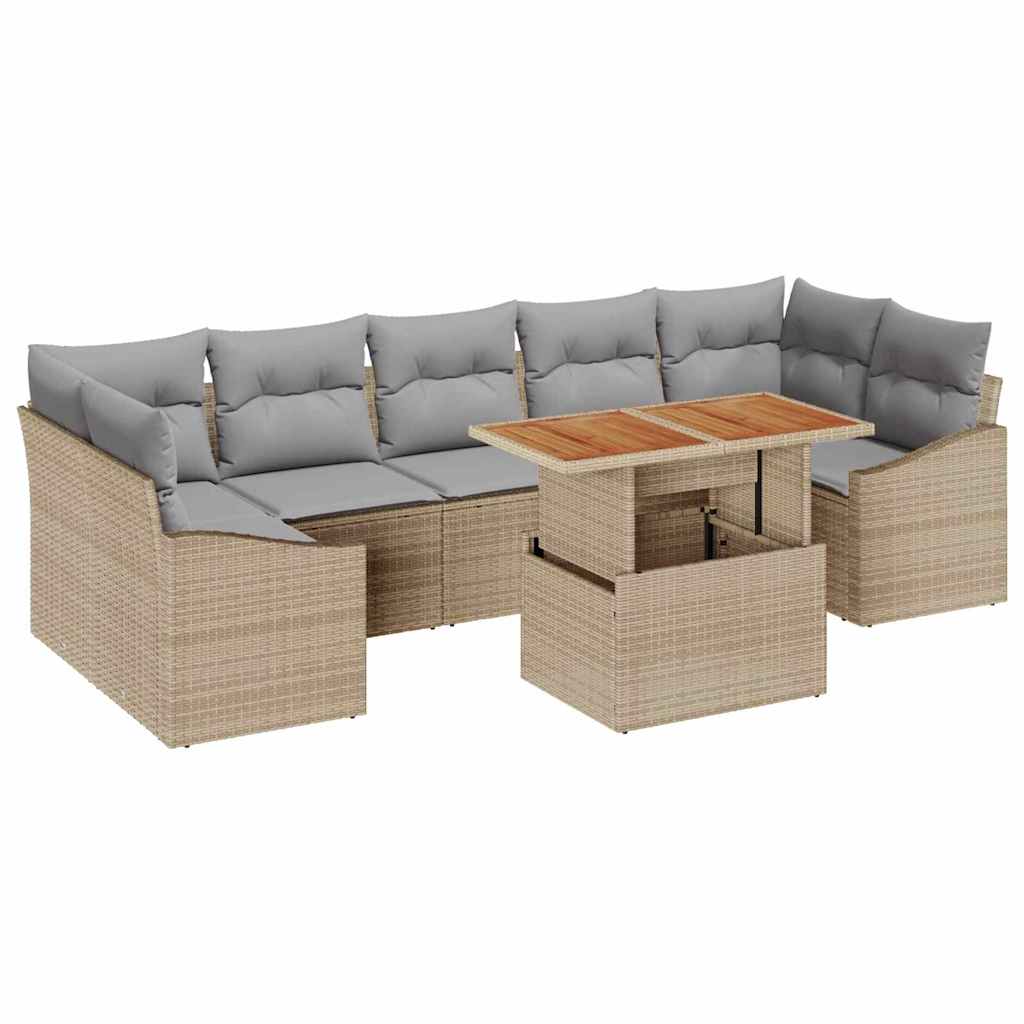Ensemble de canapé de jardin 8 pcs Beige et Gris clair - XIOS