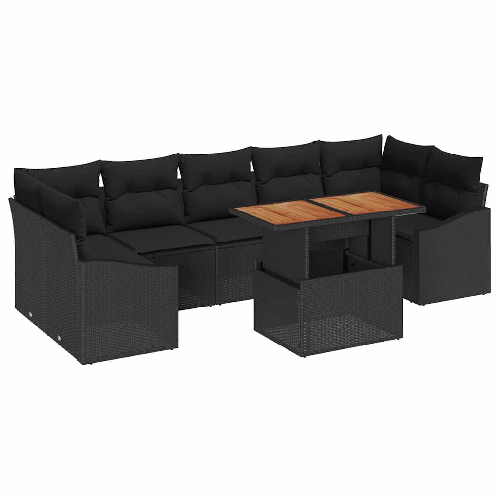 Ensemble de canapé de jardin avec coussin 8 pcs Noir - XIOS