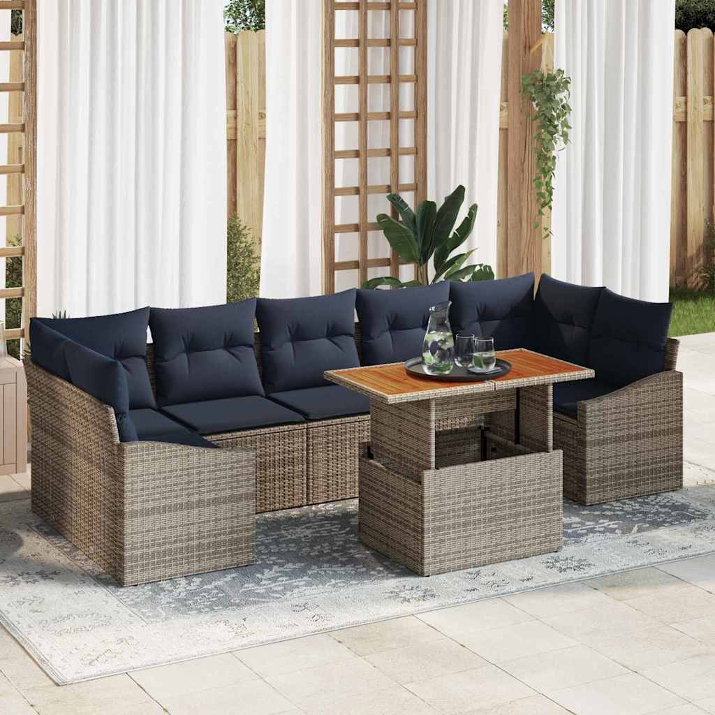 Ensemble de canapé de jardin 8 pcs Gris Poly rotin - XIOS