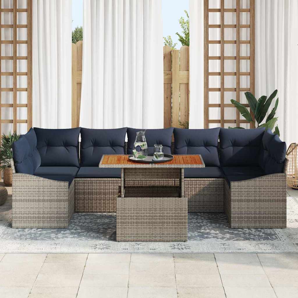 Ensemble de canapé de jardin 8 pcs Gris Poly rotin - XIOS